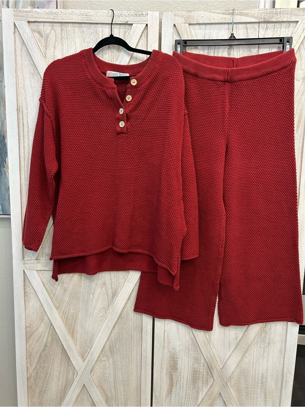 Free People Wide Leg Knit Pants and Sweater Set in Canyon Sunset